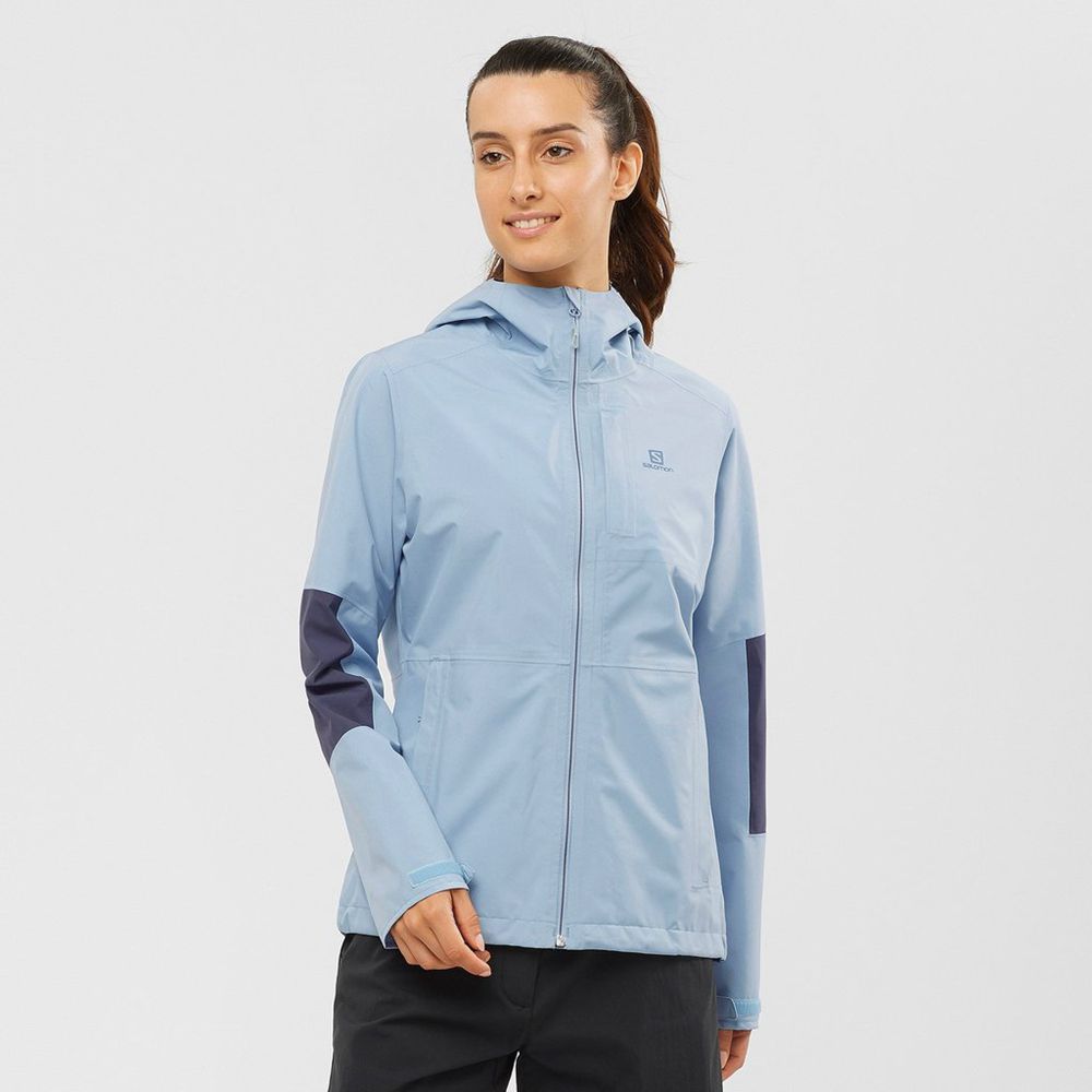 Salomon OUTRACK 2.5L WATERPROOF Chaquetas Mujer - Azules - Colombia (83250-XUEQ)